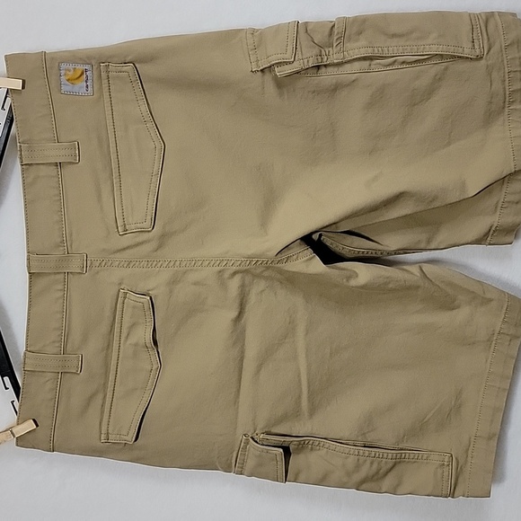 Men's Rugged Flex Relaxed Fit Canvas Cargo Shorts, Khaki, Size 33, NWOT - Picture 4 of 13